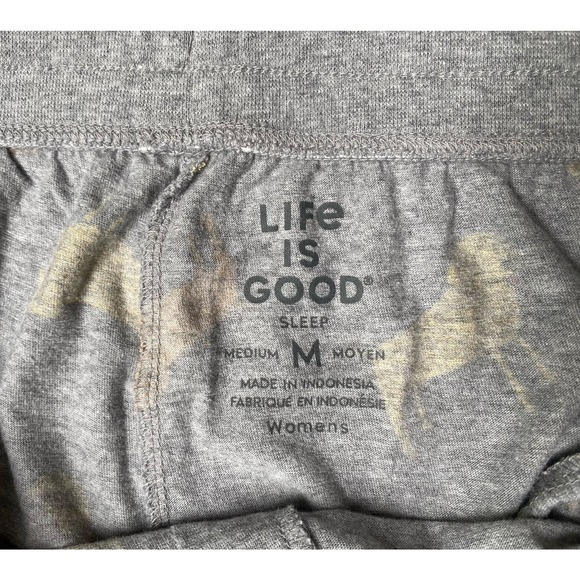 Life Is Good Dog Print Gray Pajama Pants Size Medium Yellow Lab Sleep Bottom - Picture 7 of 9